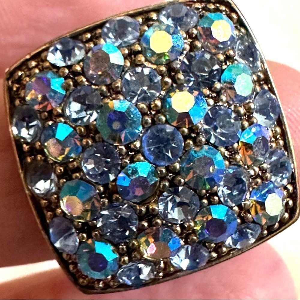 Silver Tone Rhinestone Square Adjustable Ring - image 8